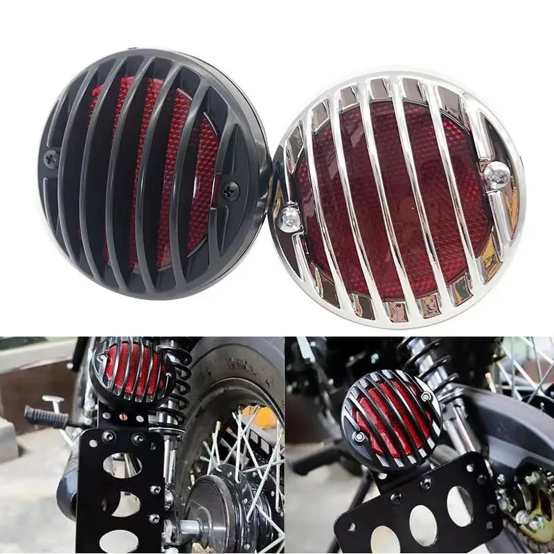 12v Universal Motorcycle Side Mount Tail Light Rear Stop Light License Number Plate Brake Lamp For Cafe Racer Old School Bobber