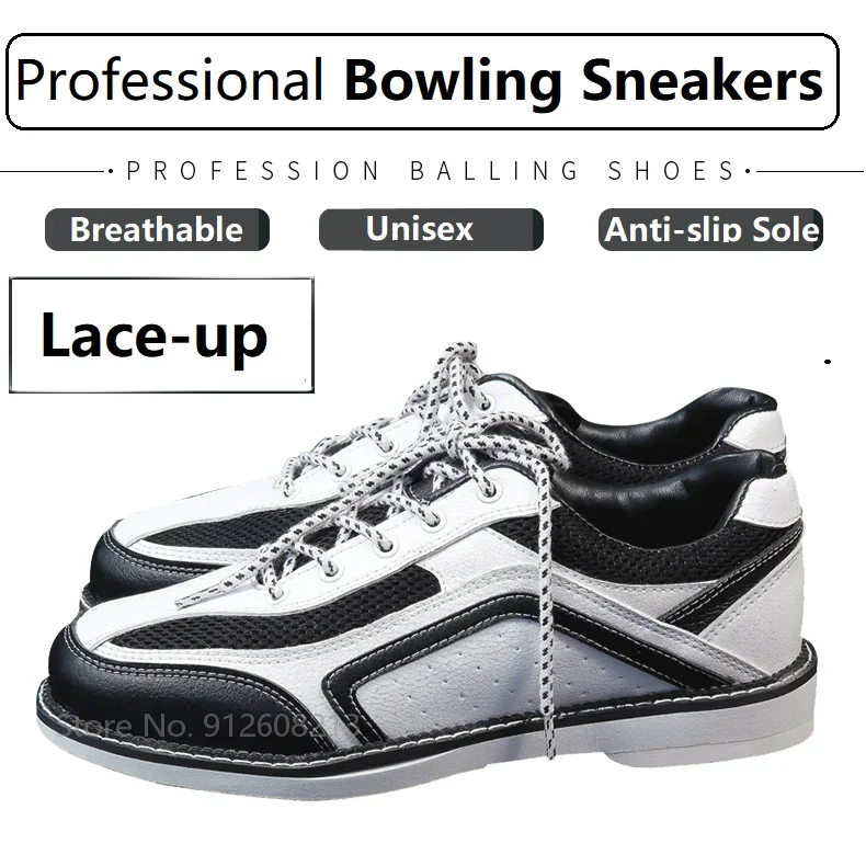 

Bowling Supplies for Men and Women Breathable Unisex Bowling Sneaker Right-hand Anti-skid Outsole Shoes Soft PU Leather Trainer