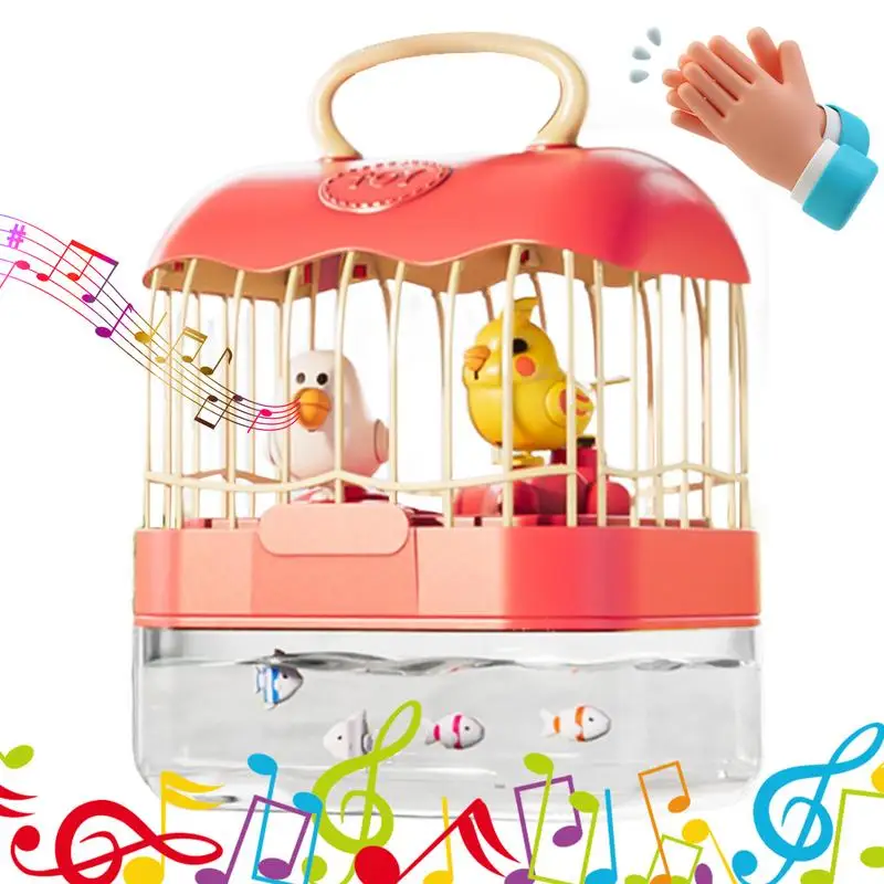 

Chirping Bird Cage For Kids Voice-Activated Birdcage Children Interactive Toy Light And Sound Design Toddler Learn To Speak Toy