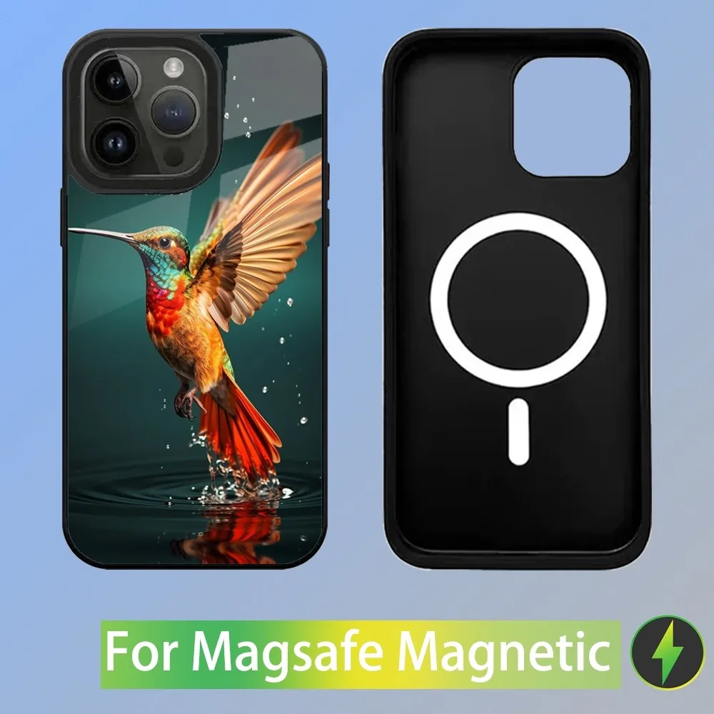 Animal Hummingbird Phone Case For iPhone 16,15,14,13,12,11,Plus,Pro,Max Mini Magsafe Magnetic Wireless Charging