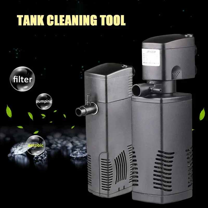 Fish Tank Aquarium Filter Three in One Built-in Filtration Submersible Pump Suction Cup Base Oxygen Pump Aquarium Accessories