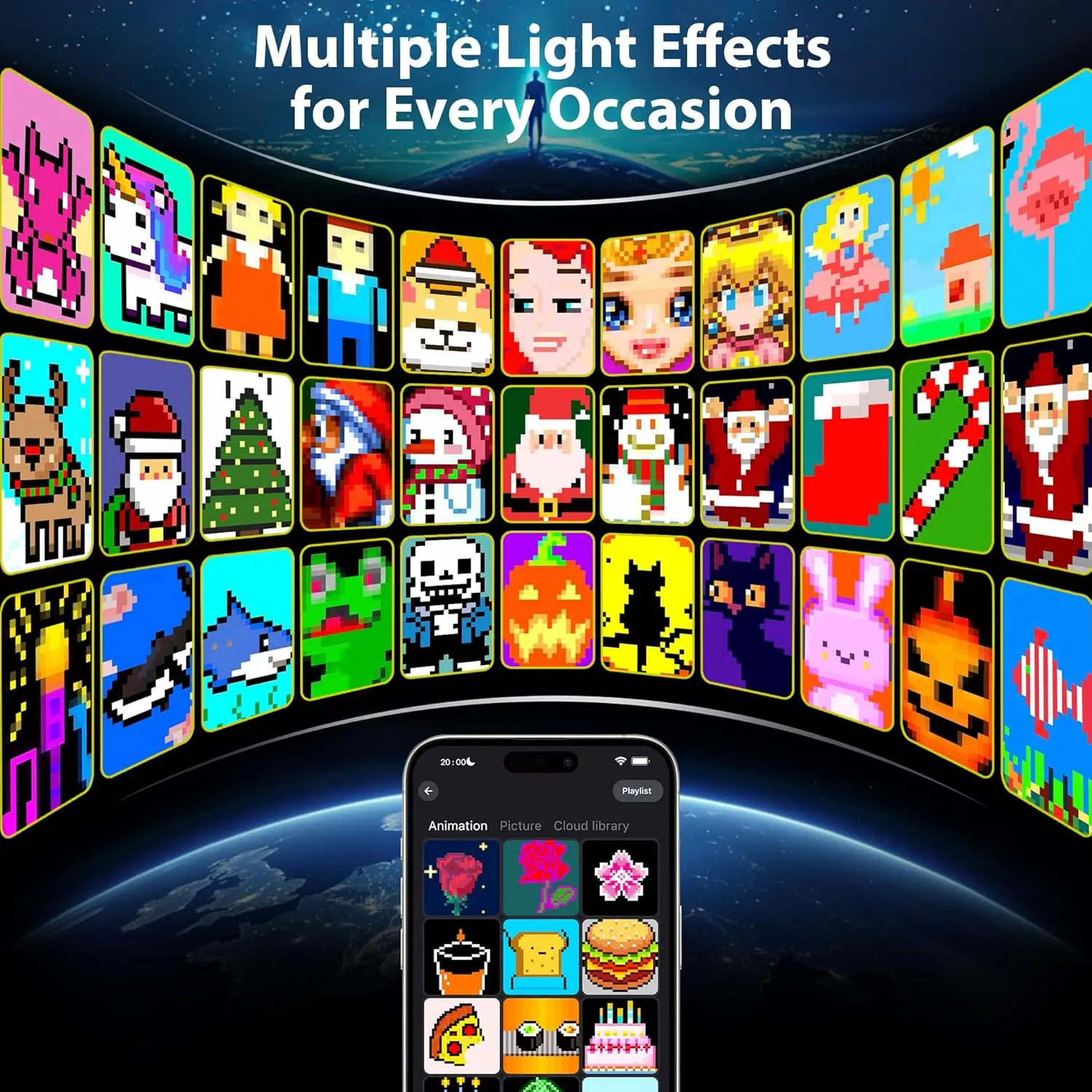 400LEDs Christmas Smart Curtain Lights Bluetooth App LED String RGB Fairy Lights DIY Music Display for Window Bedroom Decoration