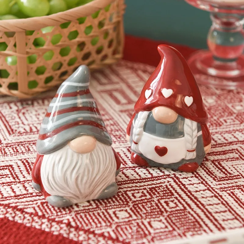 Nordic Santa Claus Ceramic Salt and Pepper Bottle Creative Christmas Elf Pepper Bottle High Value Ornament Embossed Ornament