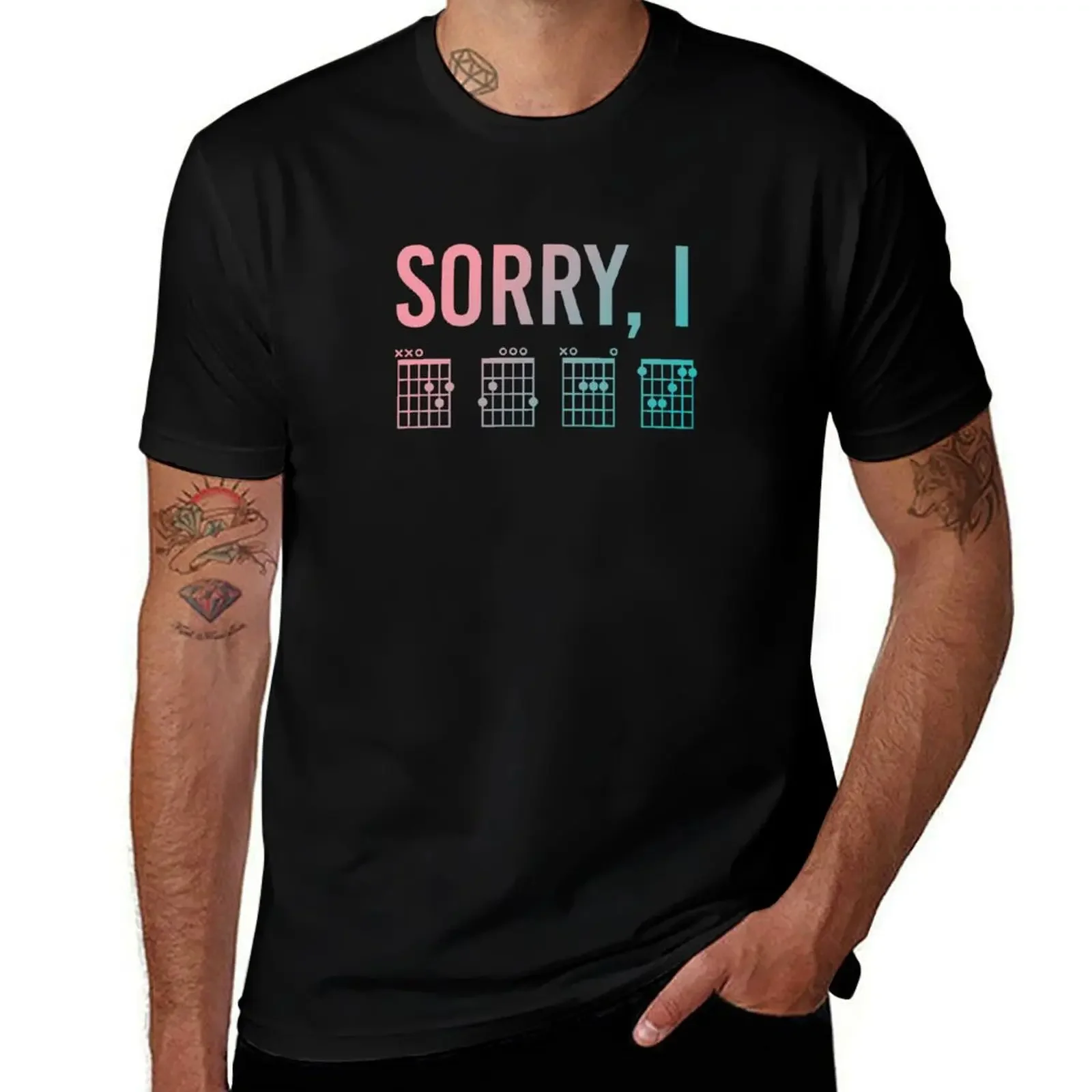 Sorry I DGAF Pink and Blue Gradient Funny Guitar Chords Guitar Player Gifts Funny guitar Chords Hidden Message Music Hum T-Shirt