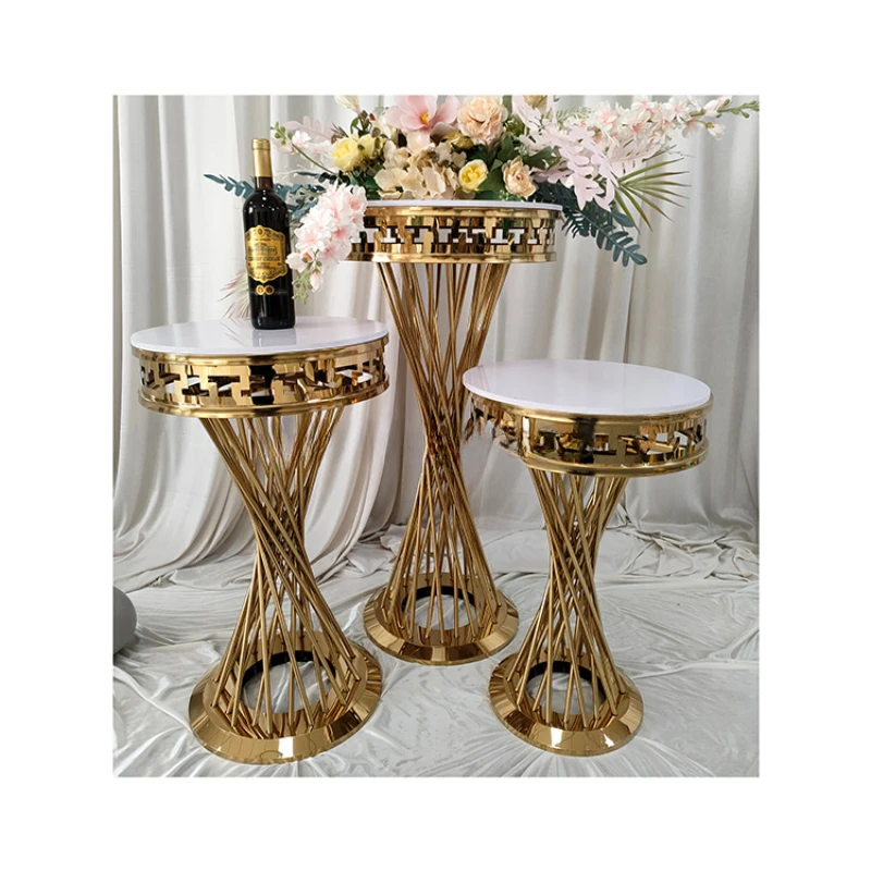 Wedding Decoration Backdrop Metal Gold Plinths Stand Round Cake Table Flower Pedestal