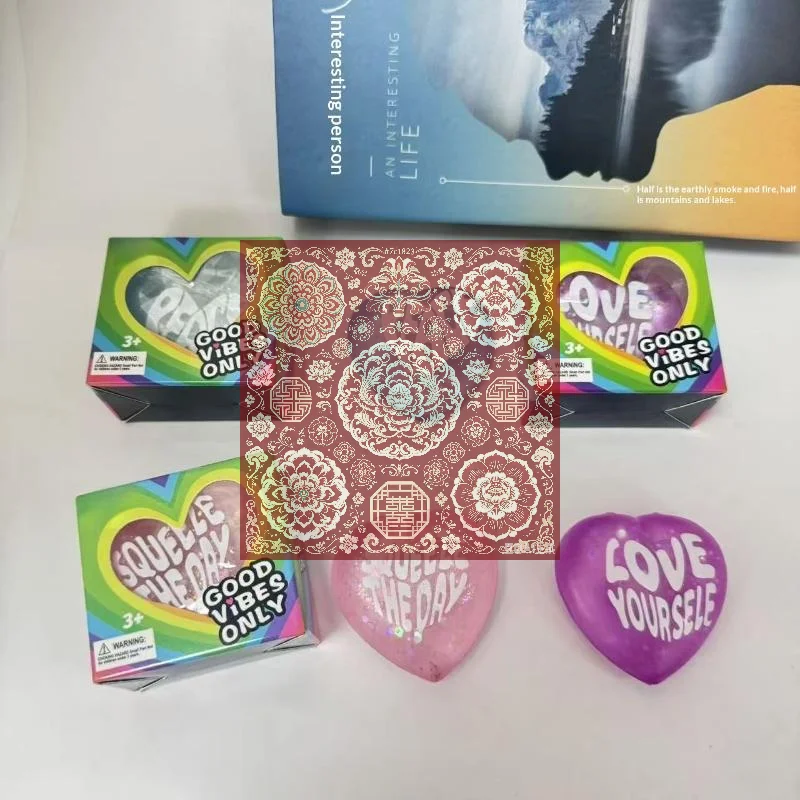 Kids Toys Quotes - Glitter Heart Shaped Squeeze Toys With