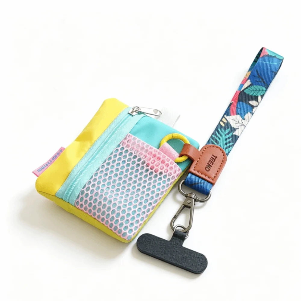 New With Wrist Strap Mini Key Bag Lightweight Earphone Holder Earphone Carrying Bag Zipper Keychain Wallet