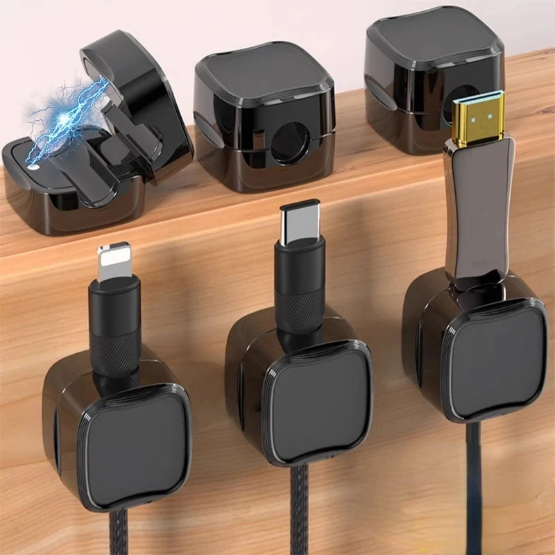 Magnetic Cable Clips Desktop Wire Holder Keeper Adjustable Cable Organizers for Home Office Car Data Line Holder Management Clip