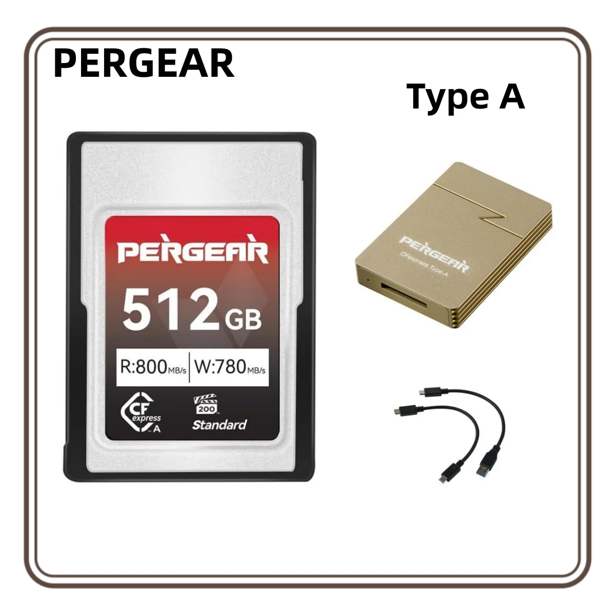 Pergear 512GB CFexpress Type A Memory Card Up to 800MB/s Read Speed 780MB/s Write Speed for 4K 120P 8K 30P Recording