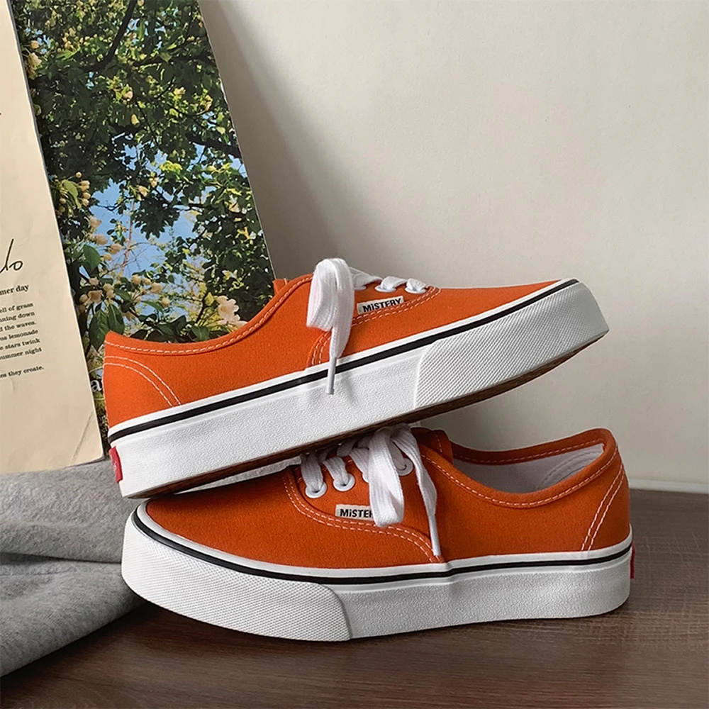

Casual Flats Canvas Sneakers Women Outdoor Solid Color Shallow Sports Shoes Tennis Female Streetwear Lace Up Vulcanize Shoes