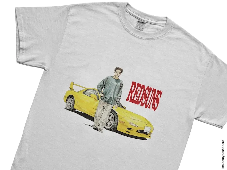 Inital D REDSUNS Keisuke RX7-FD T-Shirt, FD3S, Rotary Engine, JDM Anime Drift Racing Tee