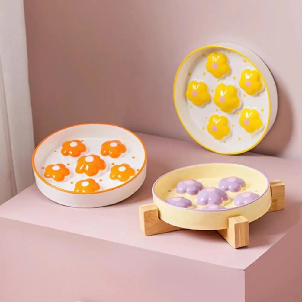 

Raised Design Ceramic Slow Feeder Bowl Hand Painted Easy Clean Anti Choke Pet Dish Shallow Wide Puzzle Food Dish For Dog