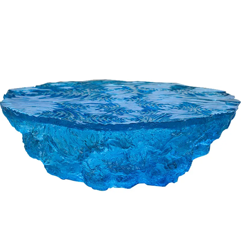 Light luxury high-end coffee table Ocean crystal table Commercial large art tea table Transparent resin sculpture