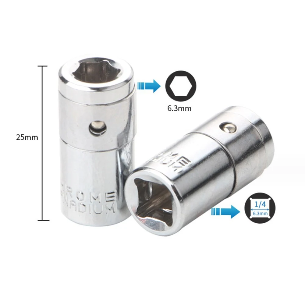 2-Pack 1/4 Inch Square Drive To Hex Shank Socket Adapter Chrome Vanadium Steel Screwdriver Bit Holder Converter For Impact Drive