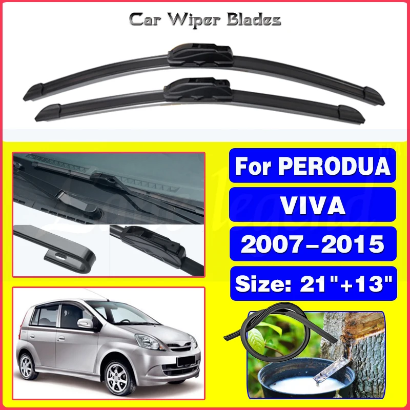 Car Front Wiper Blades For PERODUA VIVA 2007 - 2015 Windshield Windscreen Window Cutter Accessories 2008 2009 2010 2011 21