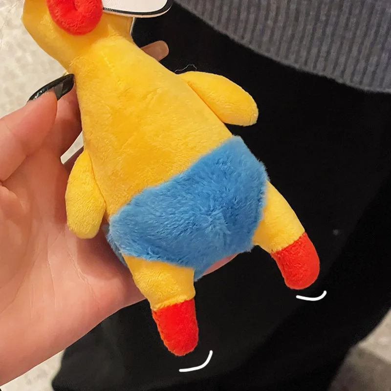 Lindo muñeco de peluche de pollo Shrilling, llavero de juguete de peluche suave, colgante, adorno de bolsa, accesorios creativos, regalo divertido para niños