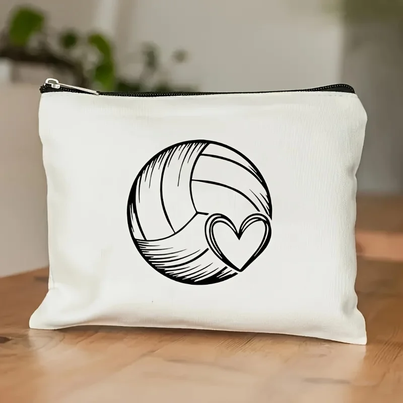 A Volleyball themed makeup bag - cute multifunctional zipper pouch for women, jewelry storage bag