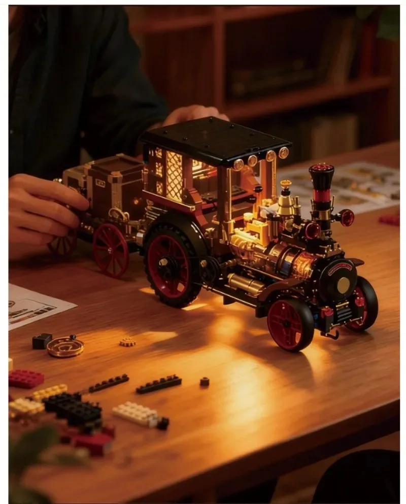 Creative 1331Pcs Vintage Mechanical Steam Car Building Blocks City Retro Steam Punk Vehicle Desktop Decoration Bricks Toys Gift gallery 3