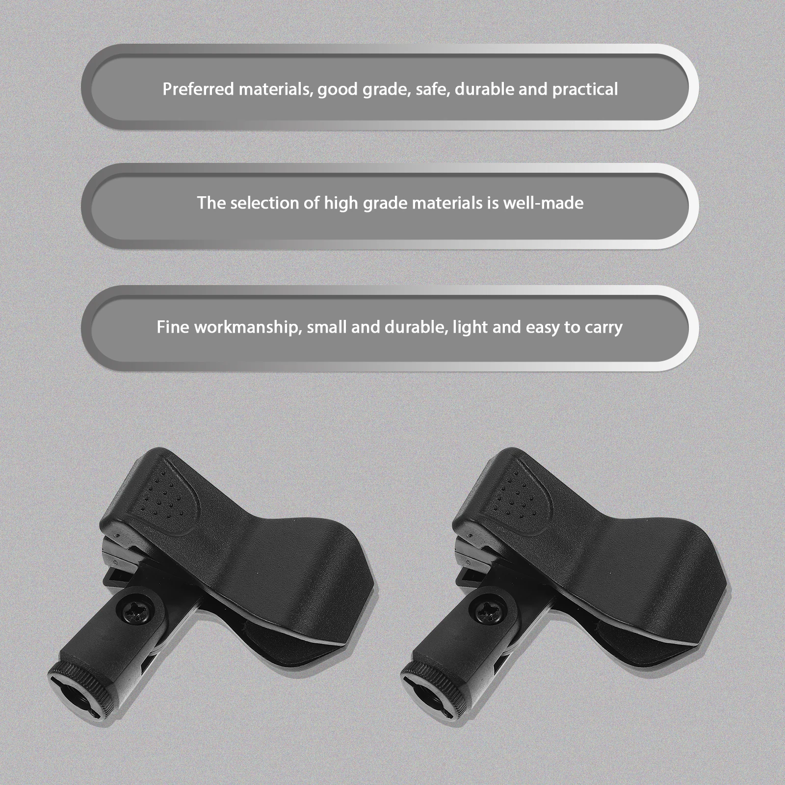 

4pcs Universal Microphone Clips Black Plastic Mic Holder Adjustable Durable Lightweight Easy Carry Compatible With Wireless
