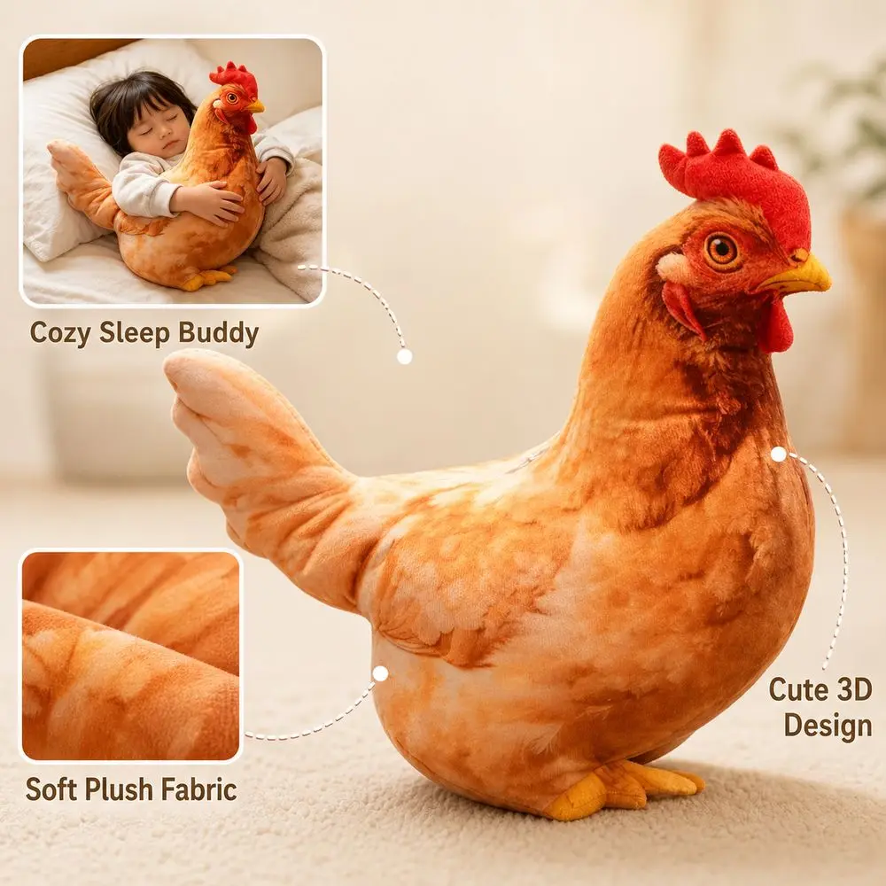 Plush Material Animal Body Pillow PP Cotton Filled 30cm Size Poultry Throw Pillows Soft Texture Cute Design Chicken Pillow