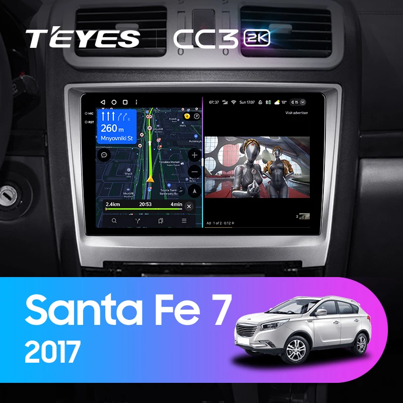 TEYES CC3 2K For Hawtai Santa Fe 7 2017 Car Radio Multimedia Video Player Navigation stereo GPS Android 10 No 2din 2 din dvd