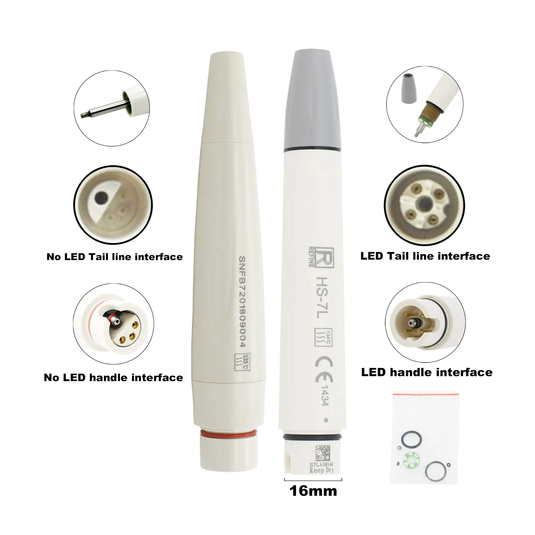 

Dental Ultrasonic Scaler Handpiece LED FB7 HS-7L fit Satelec Acteon Suprasson P5 Newtron P5 LED