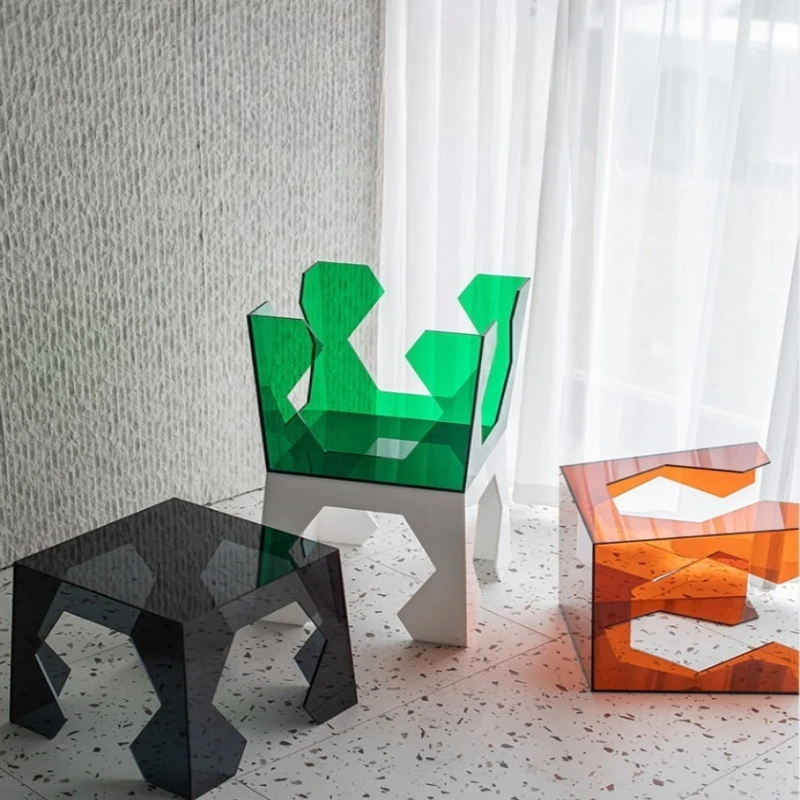 

White coffee table, Internet celebrity acrylic, transparent light luxury, simple sofa side table, square fairy corner table