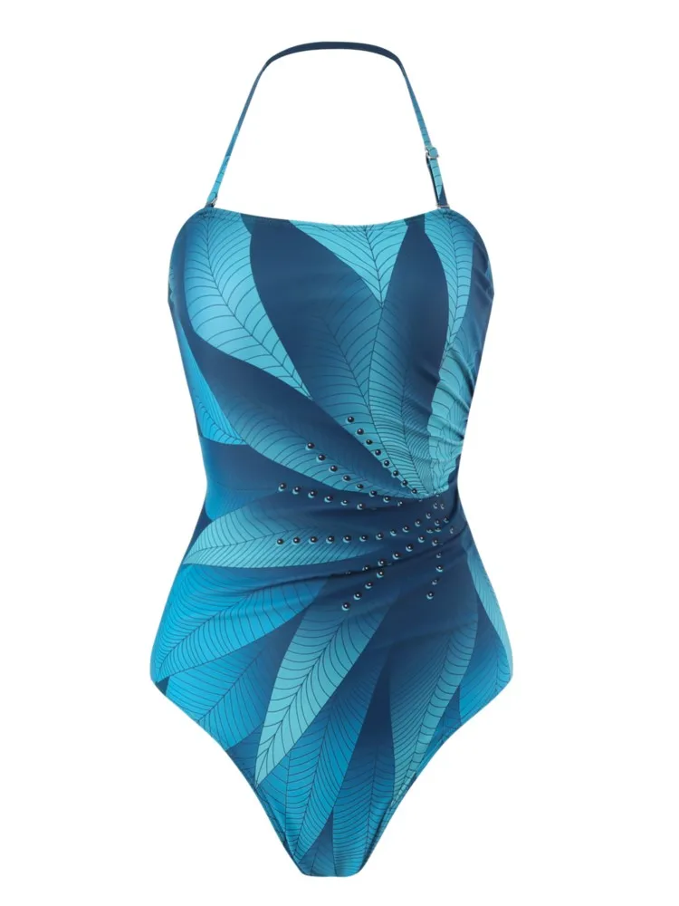 Retro Bikini Flower Print Fashion One Piece Swimsuit And Cover Up Skirt Tight Women's Bandage Summer Beach Luxury Elegant