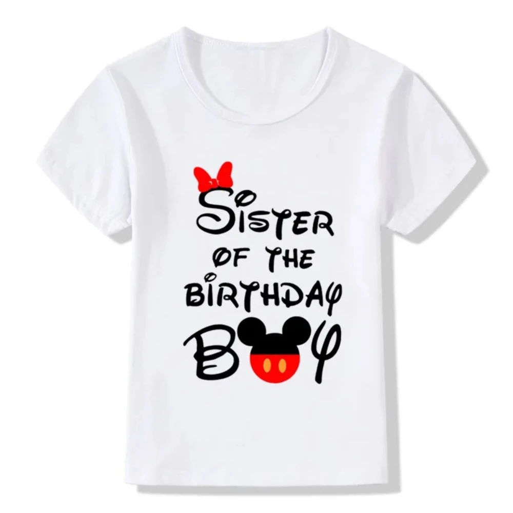 Disney Family Outfits for Birthday T-shirt Mickey Mouse Theme Family Look T-shirt Party Family Clothing Dad Mom Kids Tshirt Tees