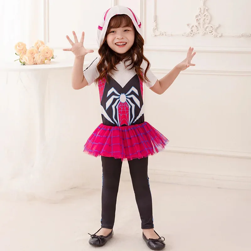 

a7d@Anime Gwen Spider-Man Cos Dress Spliced Tights for Girls - Kids' Halloween Cosplay Costume & Performance Clothinga7d@