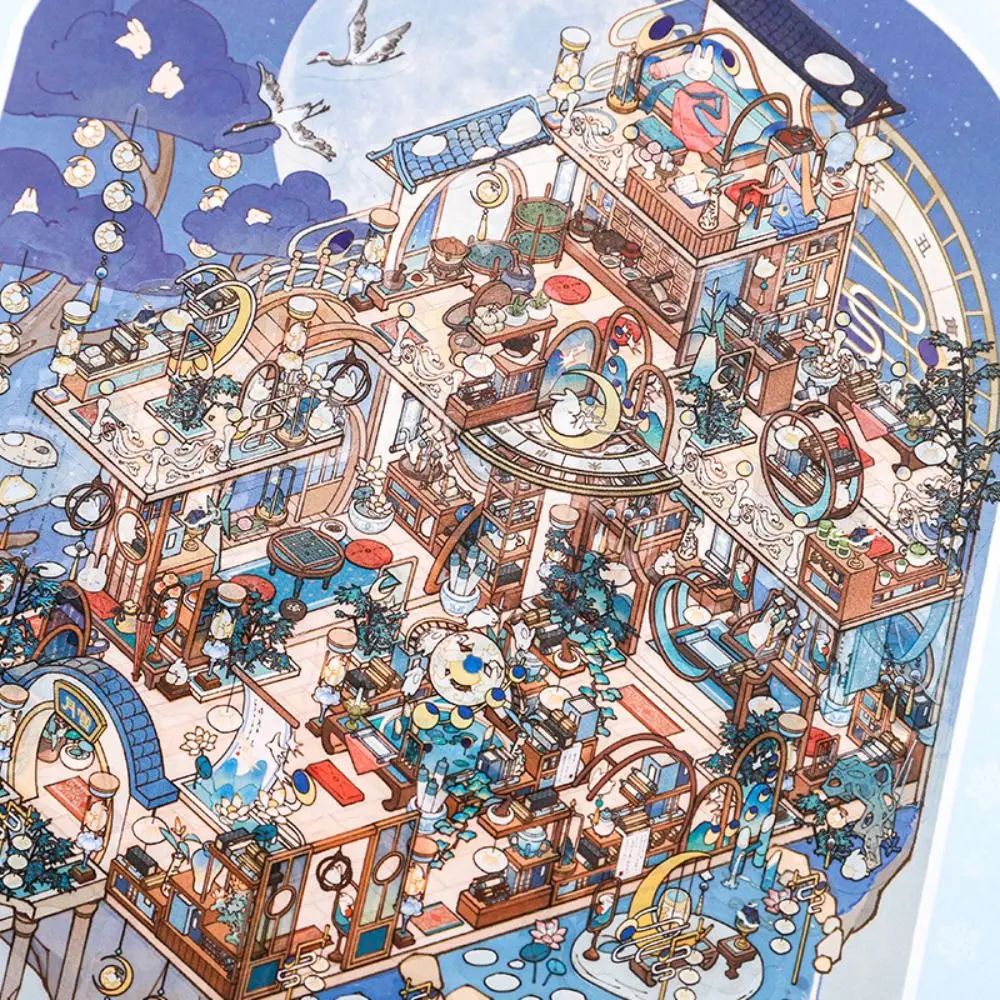 

Коллекция миниатюрных 3D-наклеек в старинном стиле для создания пейзажей, декоративные визуальные наклейки для самостоятельной сборки сцен с домиками