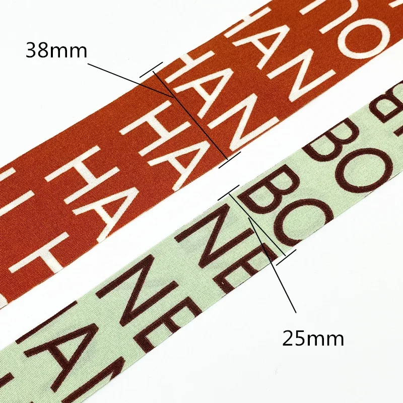 2 Yards 25mm 38mm High Quality Printed Letter Ribbon Polyester Cotton  Gift Wrapping Wedding Decoration Hair Bows DIY image 2