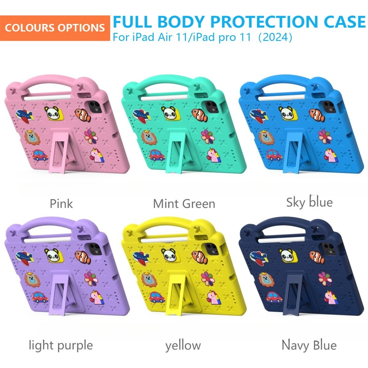 

EVA Tablet Cover for Apple AIR 11 M3 (2025) IPad AIR 11 M2 /pro11 M4(2024) Shockproof Cute Cartoon Style Tablet Case with Stand