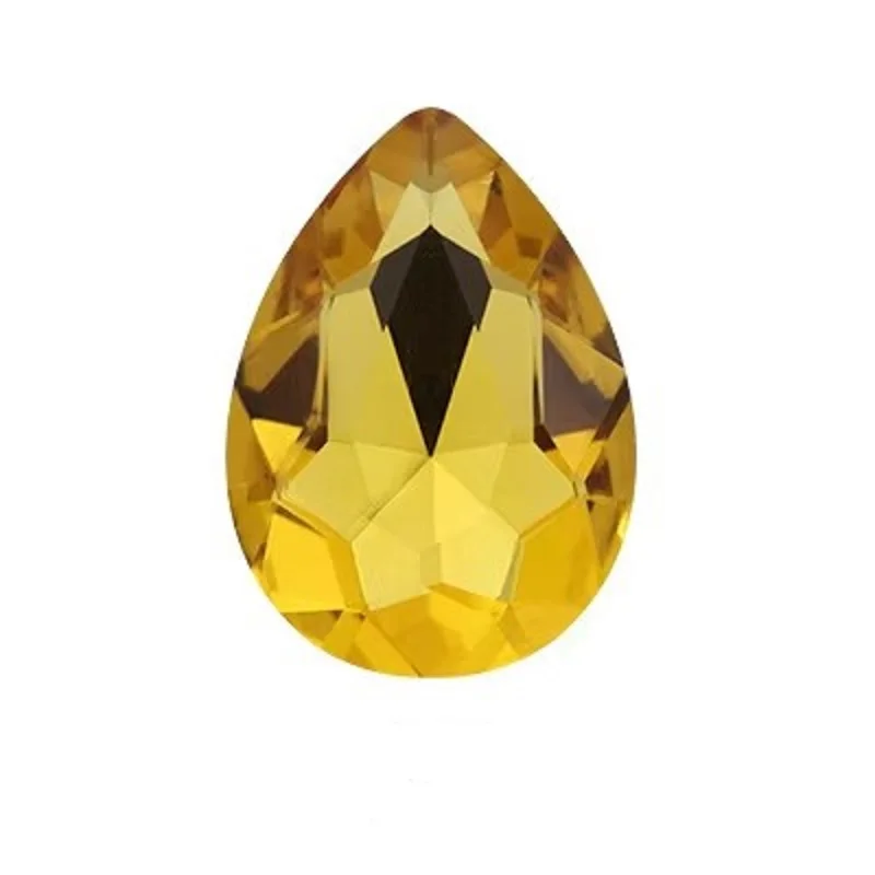 Glass Crystal Golden yellow nice colors Waterdrop water drop teardrop shape Glue on rhinestone beads handicraft Photo frame diy