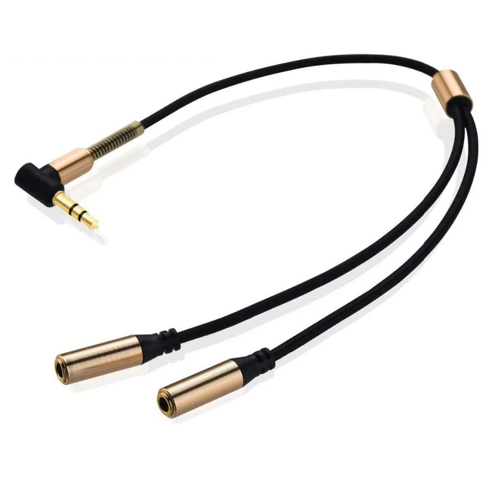 2 Dual Female Share Cable Adapter 3.5mm Audio Connector Audio Cable Headphone Adapter Y Splitter Cable Audio Extension Cables