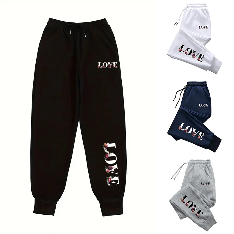 

Лидер продаж 2025, женские спортивные штаны с цветочным принтом и буквенным принтом, всесезонные повседневные спортивные штаны для бега, удобные домашние уличные брюки