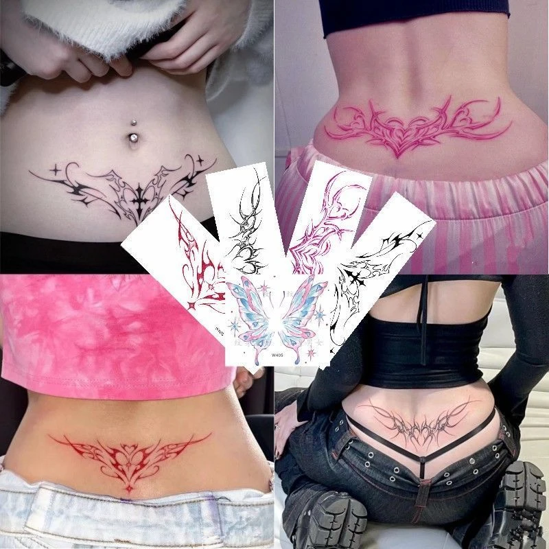 Seksowny Succubus tymczasowy tatuaż sztuka Cartoon Anime fałszywy tatuaż trwały tatuaż naklejki brzuch wodoodporny Tatuajes Temporales
