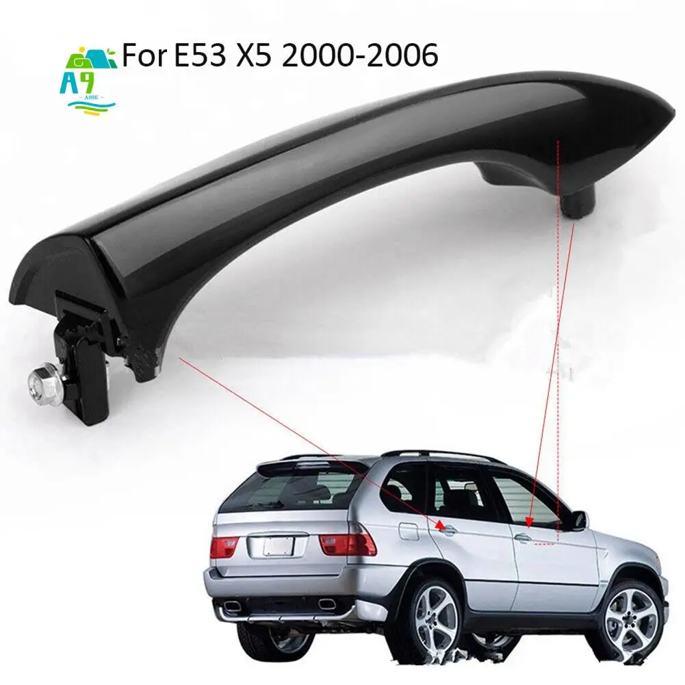 

A09E-1 Set Door Handle Kit Outside Exterior Door Handle Kit 51218243618 Front Or Rear Right Bright Black For BMW X5 E53 2000-200
