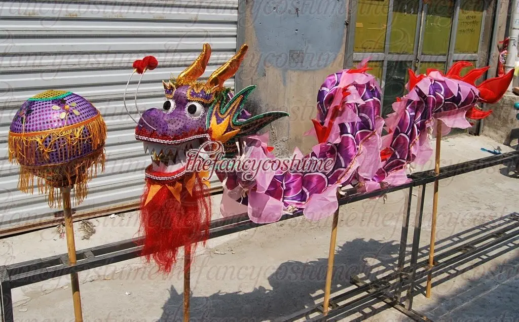 3.1m Silk Dragon Dance Costume 4 Kids size 6  Children Student School Halloween Party Event Carnival Parade Folk Stage China