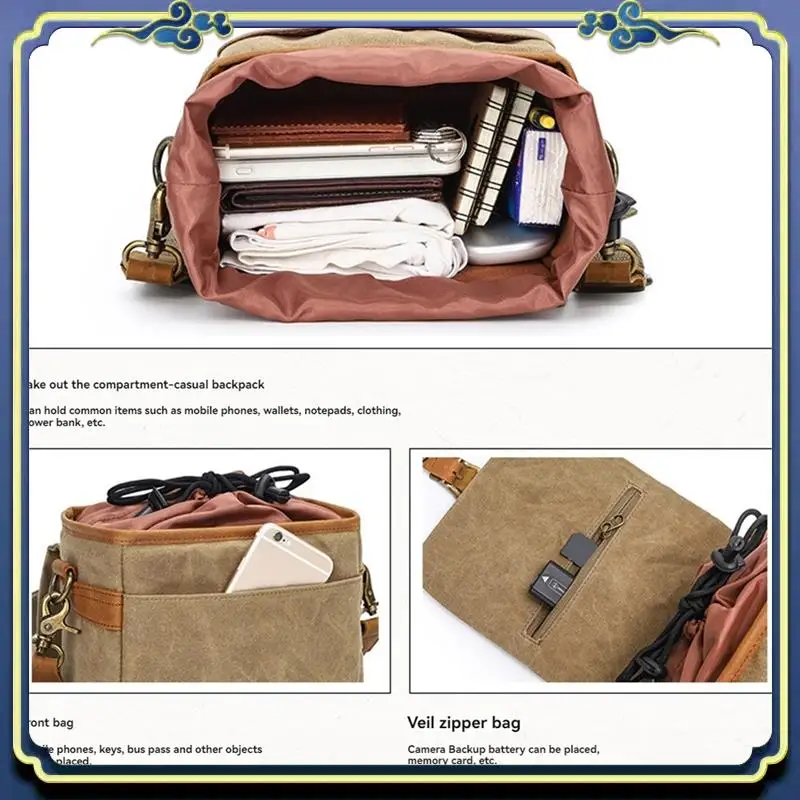 

Canvas SLR Camera Bag Micro Single Messenger Bags Waterproof Wear-Resistant Shoulder Photography Backpacks A