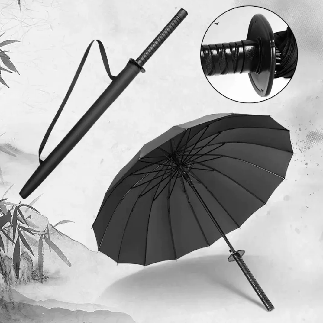

16 Bones Japanese Samurai Umbrella Outdoor Household Straight Rod Umbrella Man Gift Windproof Creative Design Friend Gift