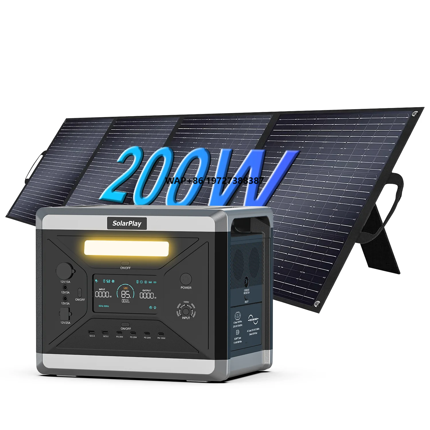 

SolarPlay Q2501 2400W Cost-Effective Portable Power Station UPS Solar Charging 2160WH MPPT Controller Car Source for Camping