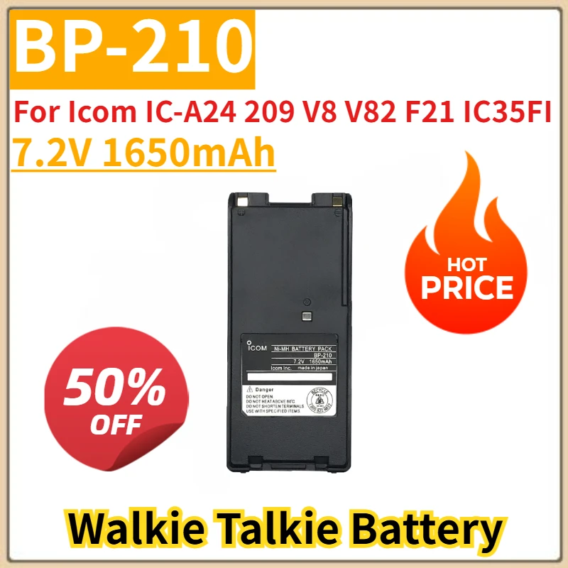 

Battery 7.2V 1650mAh BP-210 for Icom IC-A24 209 V8 V82 F21 IC35FI Walkie Talkie Brand-New High Quality