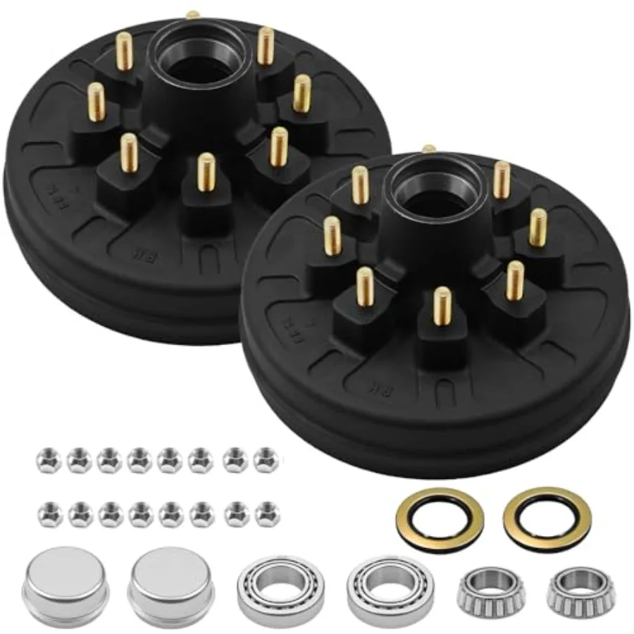 

2 шт., комплекты круговых тормозных барабанов с 8 на 6,5-болтами для оси 7000 фунтов, подходят для 12 тормозных барабанов прицепа, стальной черный, сверхмощный