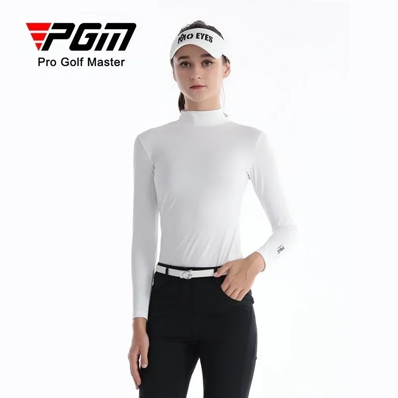 PGM Summer Golf Wear for Women Ice Silk Shirts Sun Protection Long Sleeve Bottoming with High Stretch Breathable Dry Fit Sport