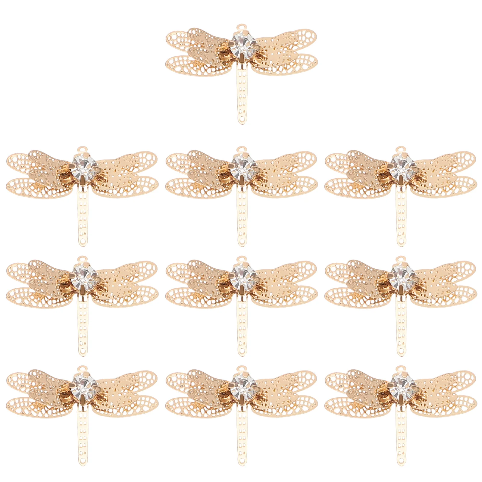 

10 Pcs Clip Headdress Fancy Clips for Women Cute Hairpin Charms Rhinestone Accessories Dragon Fly Barrette Gold