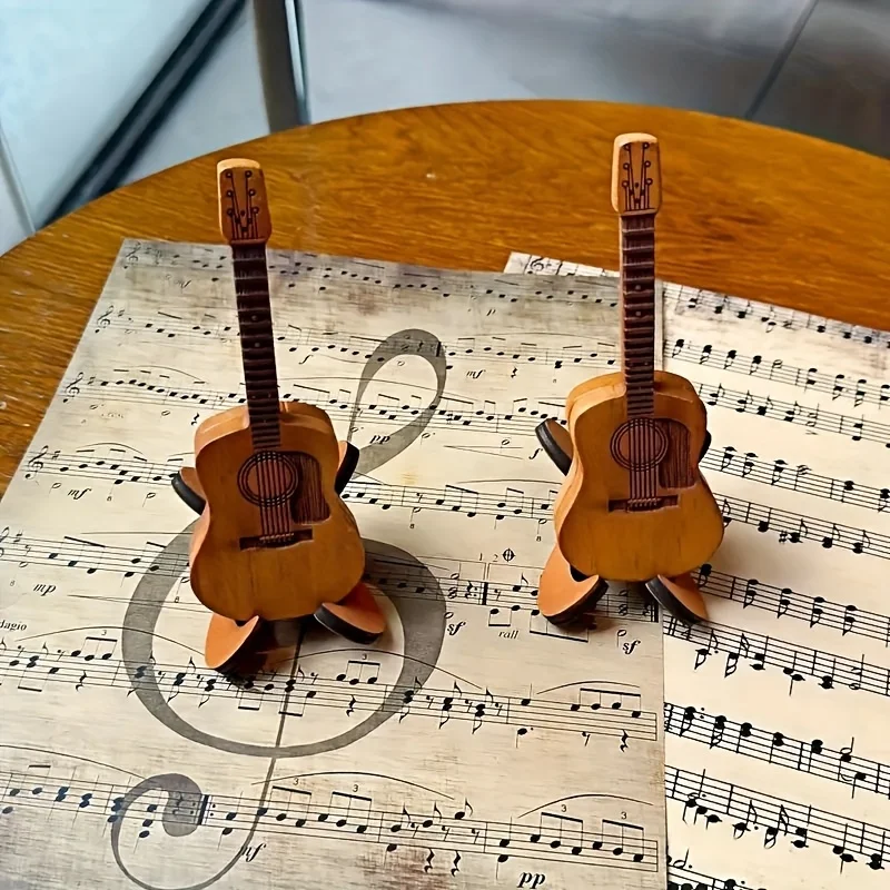 حامل اختيار الجيتار و3 أعواد خشبية، صندوق تخزين للاعبي الجيتار والقيثارة - إكسسوارات من الخشب الطبيعي