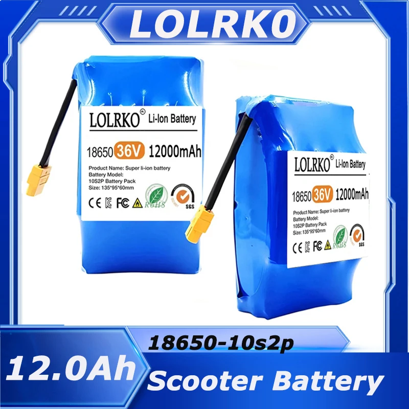 36V 12Ah 10s2p Lithium Rechargeable Battery,True for Electric Self-balancing Scooter HoverBoard Unicycle, Exceptional Battery