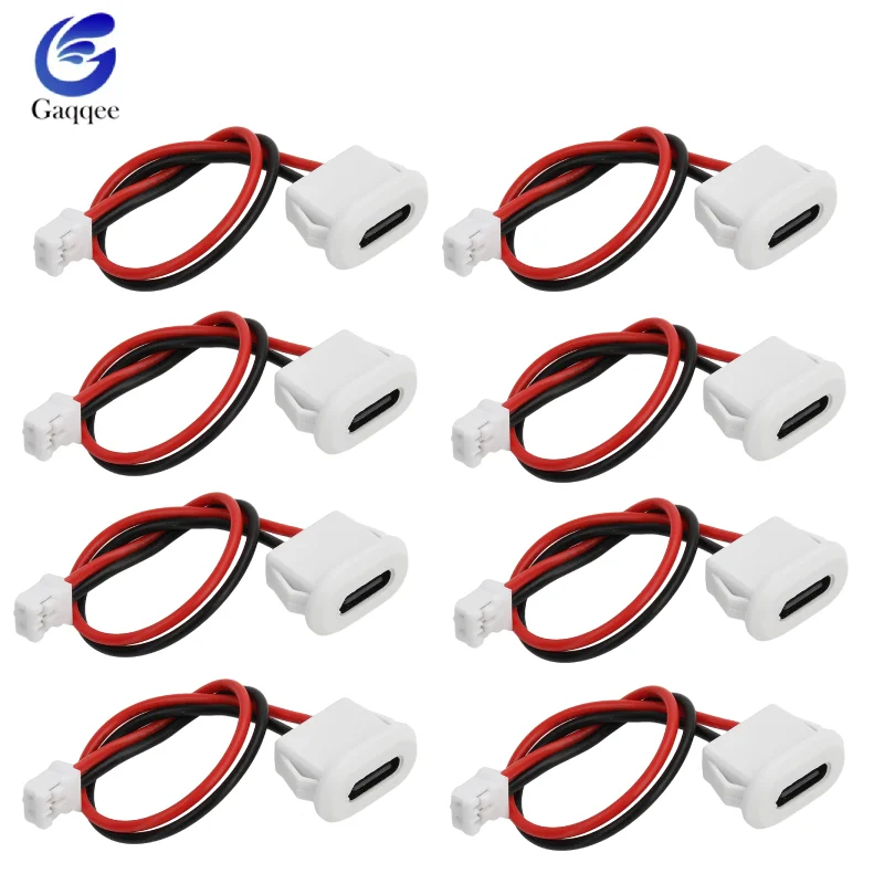 

5/10Pcs Type-C 2 Pin Female Chassis Wire Connectors IP67 Waterproof Injection Molded Direct Voltage Female Cable Connector