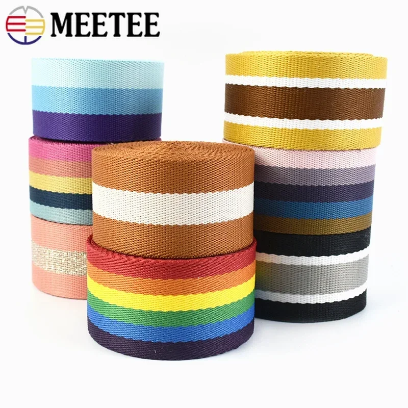 Meetee 2/4/8M 38mm Polyester Weave Webbing Luggage Bags Strap Webbings Tape DIY Garment Decor Lace Ribbon Band Sewing Accessory